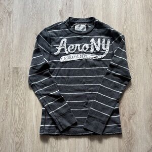 Vintage Aeropostale NY Distressed Striped Thermal Long Sleeve